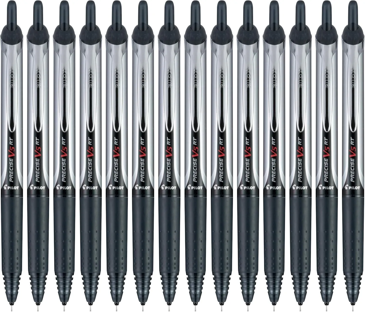 Pilot, Precise V5 RT Refillable & Retractable Rolling Ball Pens, Extra Fine Point 0.5 mm, Black, Pack of 14