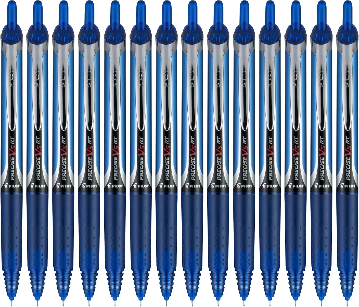 Pilot, Precise V5 RT Refillable & Retractable Rolling Ball Pens, Extra Fine Point 0.5 mm, Blue, Pack of 14