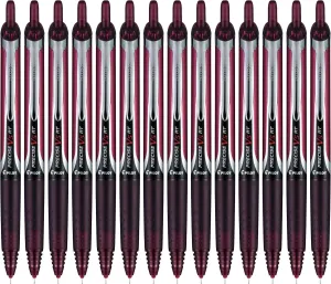 Pilot, Precise V5 RT Refillable & Retractable Rolling Ball Pens, Extra Fine Point 0.5 mm, Burgundy, Pack of 14