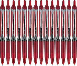 Pilot, Precise V5 RT Refillable & Retractable Rolling Ball Pens, Extra Fine Point 0.5 mm, Red, Pack of 14