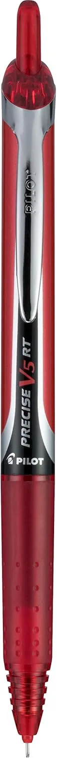 Pilot, Precise V5 RT Refillable & Retractable Rolling Ball Pens, Extra Fine Point 0.5 mm, Red, Pack of 8
