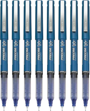 Pilot, Precise V7, Capped Liquid Ink Rolling Ball Pens, Fine Point 0.7 mm, Blue, Pack of 8