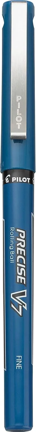 Pilot, Precise V7, Capped Liquid Ink Rolling Ball Pens, Fine Point 0.7 mm, Blue, Pack of 8