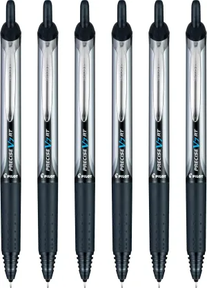 Pilot Precise V7 RT Refillable & Retractable Liquid Ink Rolling Ball Pens, Fine Point (0.7 MM), Black, 6-Pack