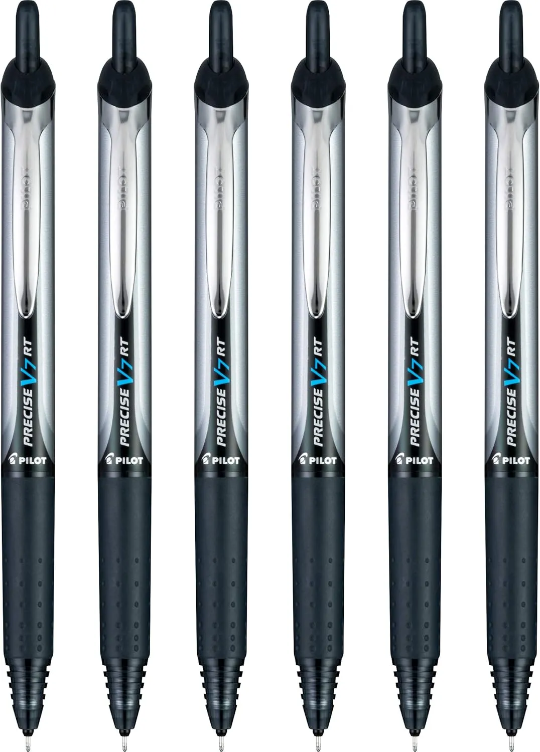 Pilot Precise V7 RT Refillable & Retractable Liquid Ink Rolling Ball Pens, Fine Point (0.7 MM), Black, 6-Pack