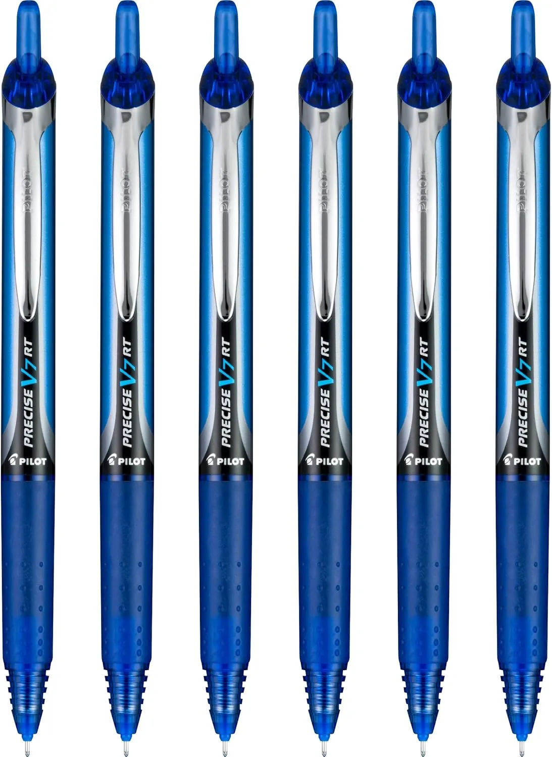 Pilot Precise V7 RT Refillable & Retractable Liquid Ink Rolling Ball Pens, Fine Point (0.7 mm), Blue, 6-Pack