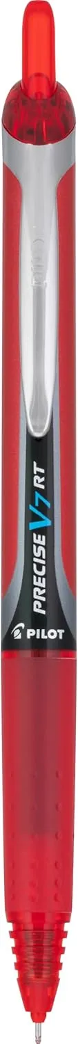 Pilot Precise V7 RT Refillable & Retractable Liquid Ink Rolling Ball Pens, Fine Point (0.7 mm), Red, 12-Pack