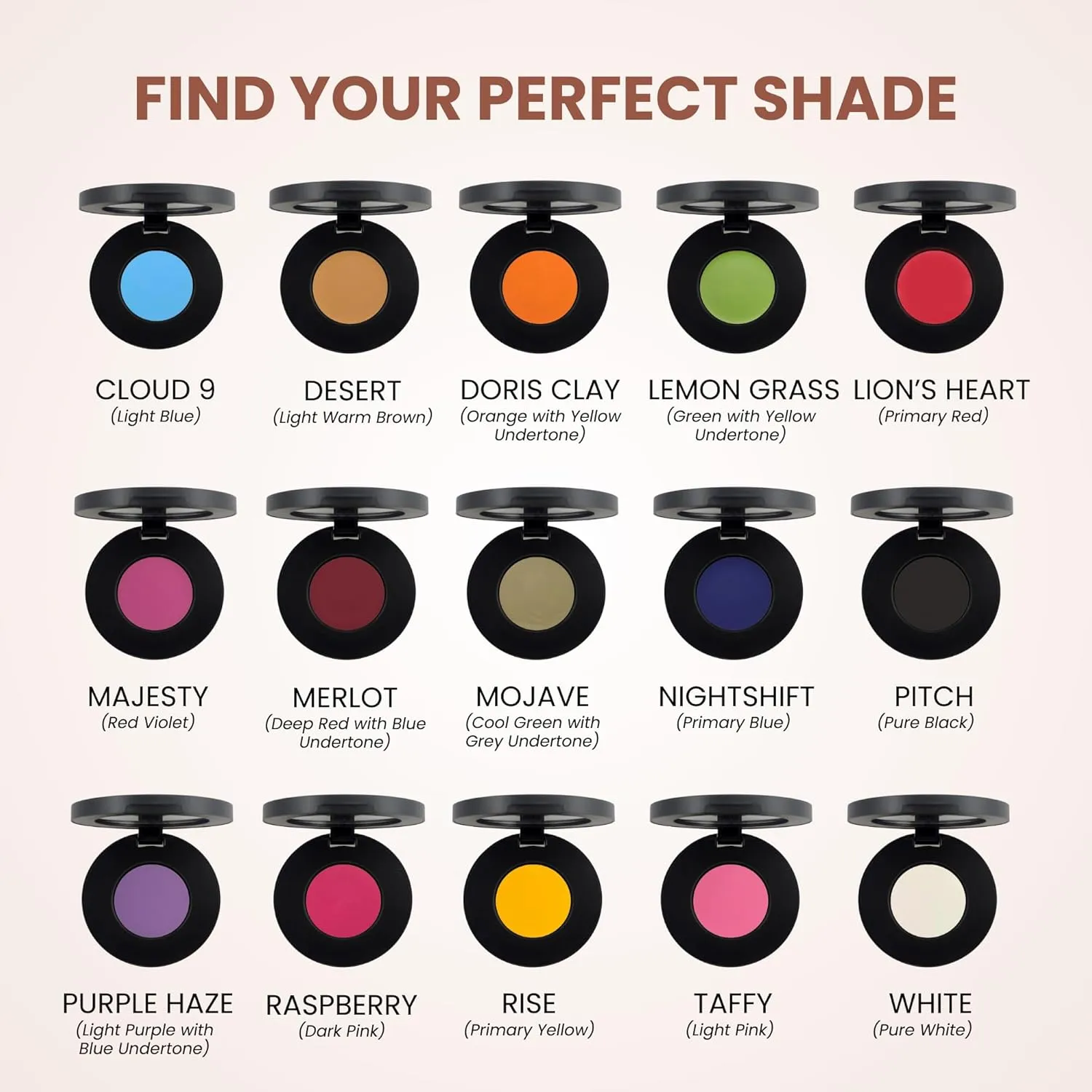 Poise Makeup HD Crème Fantasy | Brilliant Cream Color Formula Used as Eyeshadow Base, Smudge Finish Eye Color, Brow Definer, Highlight, Contour, and Lip Color, TAFFY