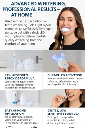 PolaLight Home Tooth Whitening System Kit 22% Carbamide Peroxide Ea