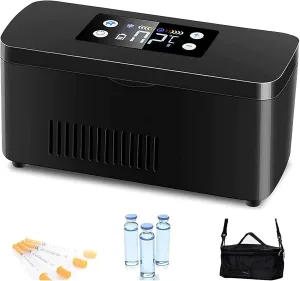 Portable Fridge,Insulin Cooler Travel Case,USB Drug Reefer Car Refrigerator,10200mAH Batteries,with Shoulder Bag,for Insulin and Other Medication