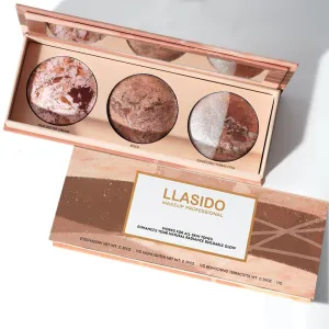 Professional 3-in-1 Contour Baking Powder, Warm Facial Palette, Includes Facial Blush Eyeshadow, Natural Highly Pigmented Blend.