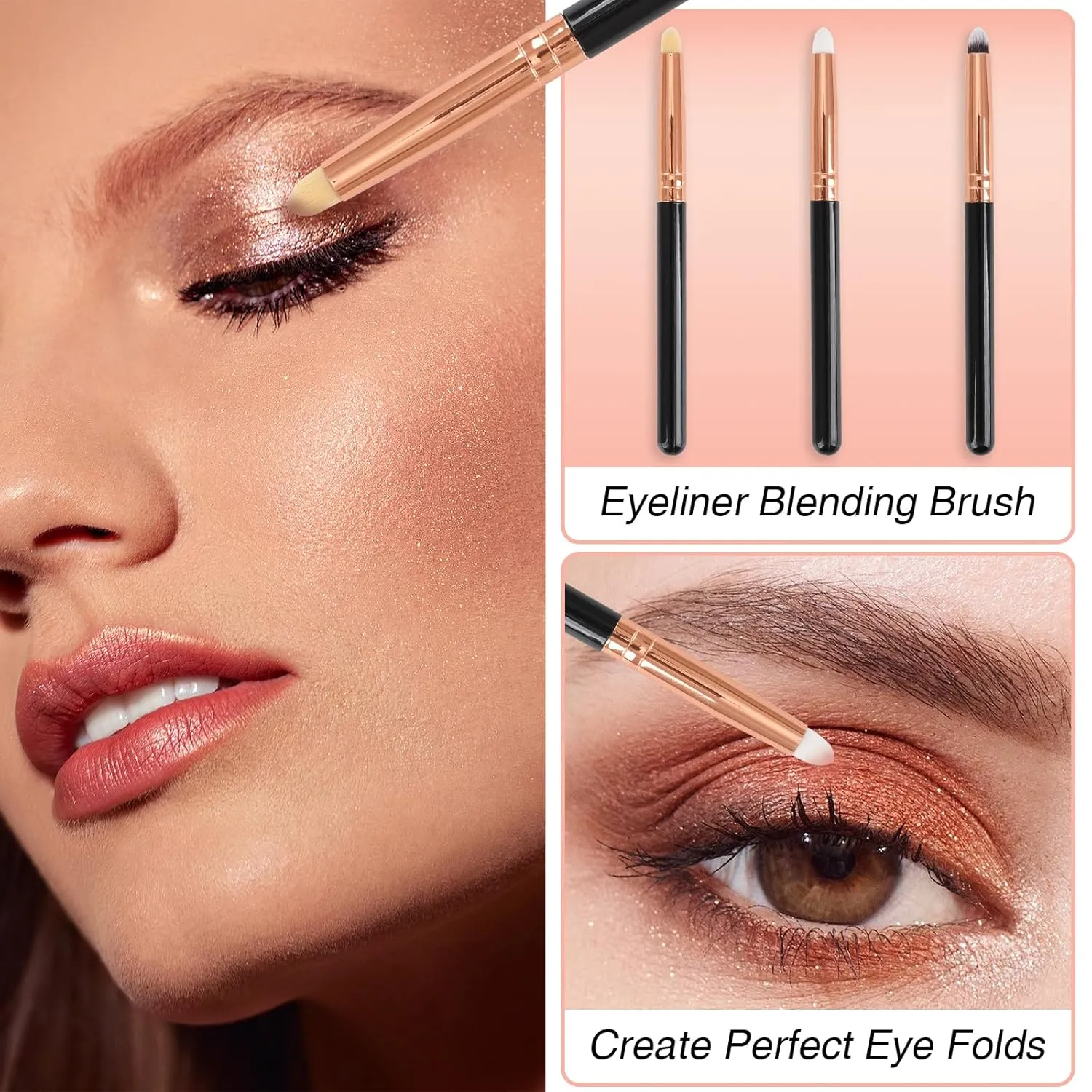 Professional Small Pencil Eyeshadow Brush 24Pcs for Eye Shadow Eyeliner Smudge Blending Precision Perfect Cut Crease Makeup Brushes Tool Set（Multicolor-EA01）