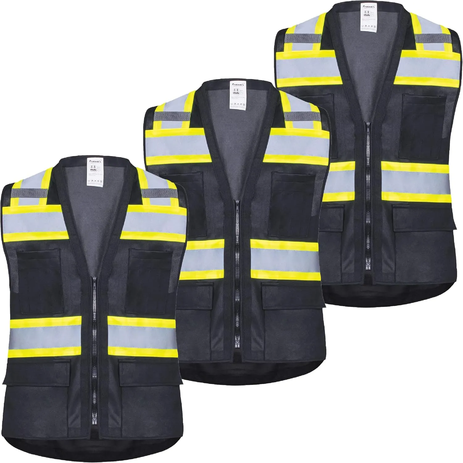ProtectX 6 Pockets High Visibility Safety Vest for Men Women Class 2 Reflective Hi Vis Work Construction Vest