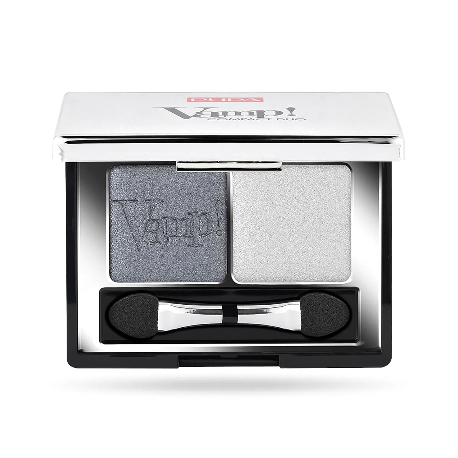 Pupa Milano Vamp! Eyeshadow Compact Duo 009 Silver Stone - Light, Smooth, Blendable, Cream Compact Shadow - Stunning, Colorful, Pigmented Shade - Paraben-Free Formula - 0.078 oz