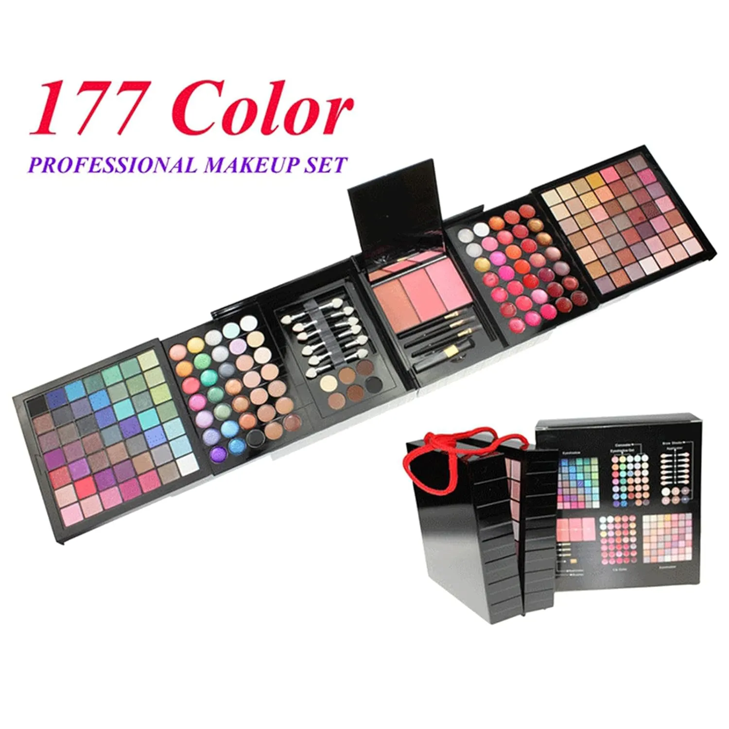 Pure Vie 177 Color All-in-One Holiday Gift Makeup Set Cosmetic Essential Starter Bundle Include Eyeshadow Palette Lipstick Concealer Blush Mascara Foundation Face Powder- Makeup Kit for Women Full Kit