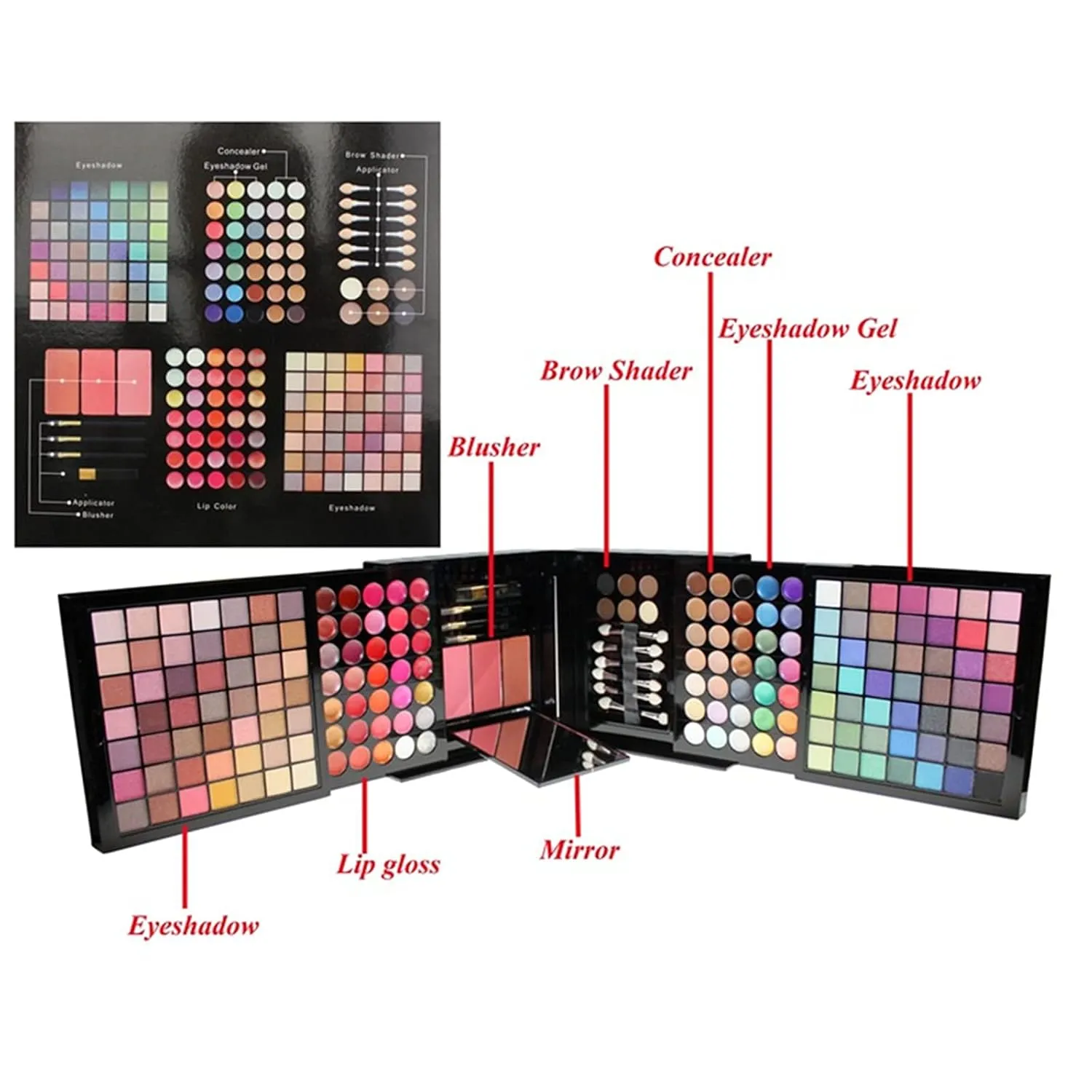 Pure Vie 177 Color All-in-One Holiday Gift Makeup Set Cosmetic Essential Starter Bundle Include Eyeshadow Palette Lipstick Concealer Blush Mascara Foundation Face Powder- Makeup Kit for Women Full Kit