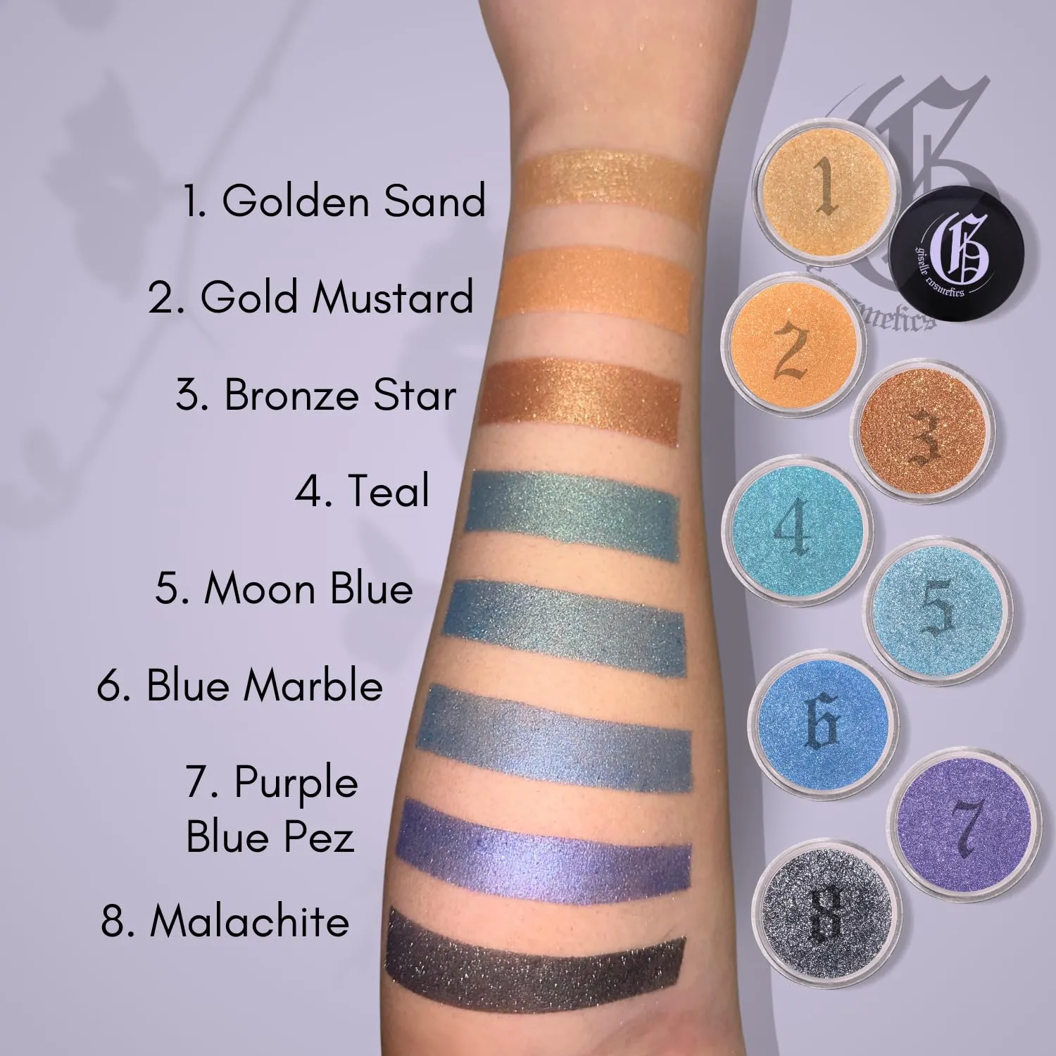 Purple Blue Pez Mineral Eye Shadow - Organic Mineral Makeup, High Pigment Shimmer Eyeshadow, Talc-Free Loose Glitter Powder, Dark Purple & Light Purple Palette