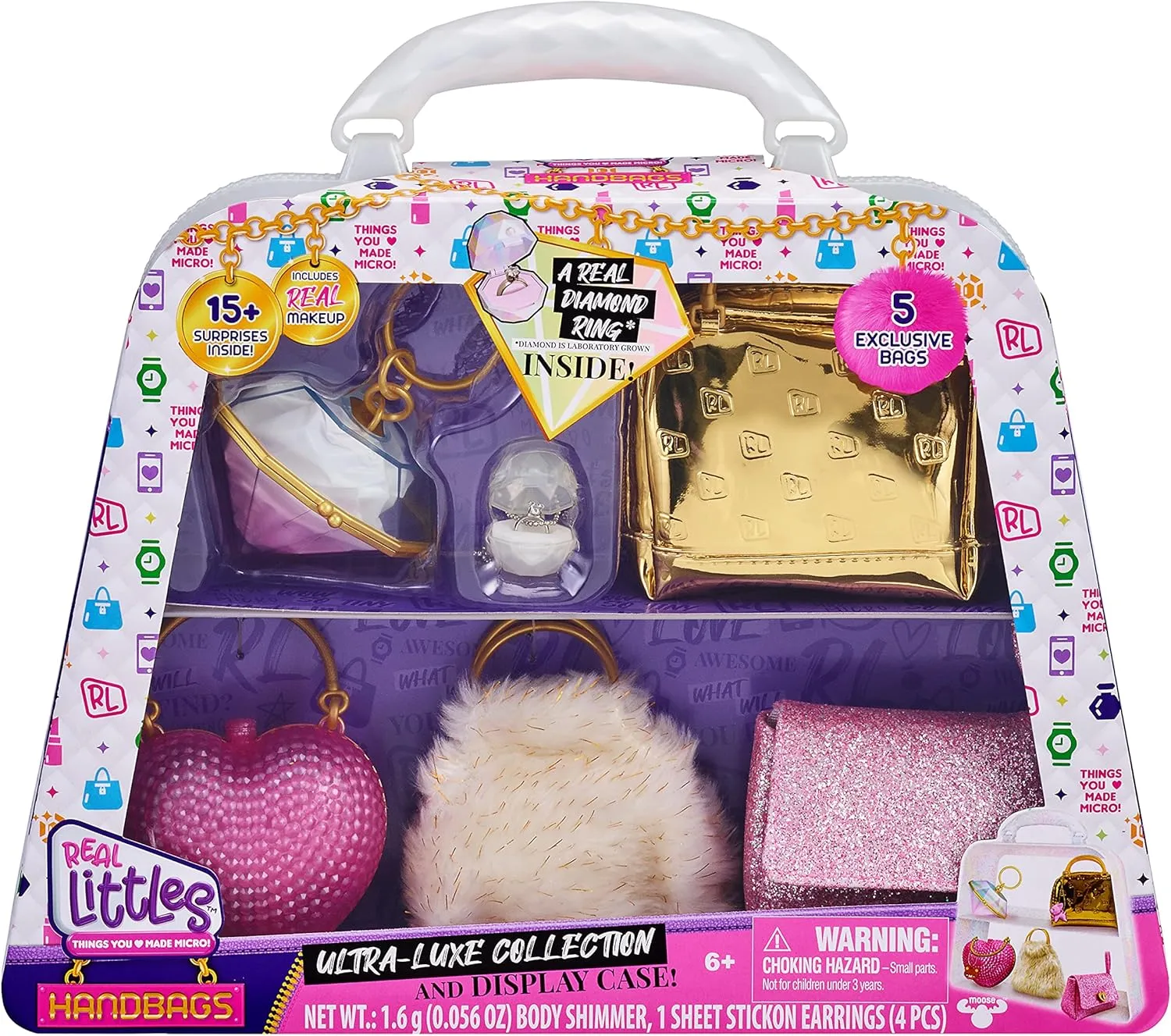 REAL LITTLES | Collectible Micro Handbag Collection | 5 Exclusive Bags | Plus 17 Beauty Surprises Inside!, Multicolor (25266)