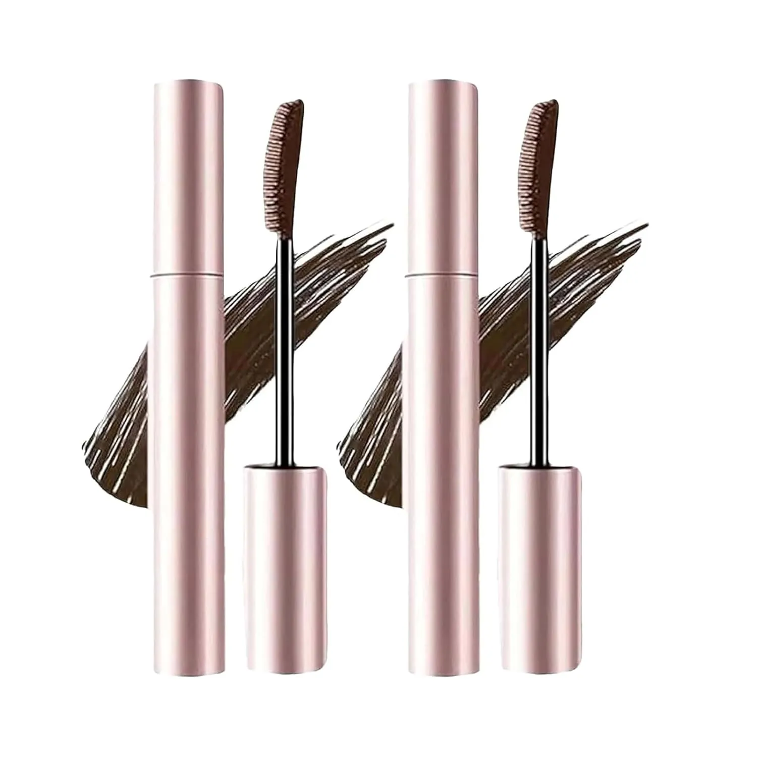 Relaxrich Mascara, Relaxrich Sweatproof Lengthening & Curling Mascara, Comparison Mascaras,Mkry Mascaras, Long-Lasting Smudge-Proof Metal Wand (2pcs Brown)