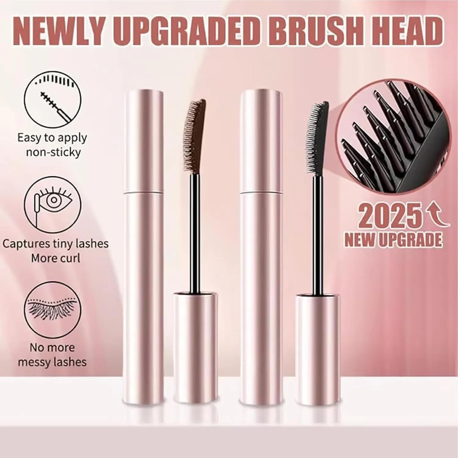 Relaxrich Mascara, Relaxrich Sweatproof Lengthening & Curling Mascara, Comparison Mascaras,Mkry Mascaras, Long-Lasting Smudge-Proof Metal Wand (Black)