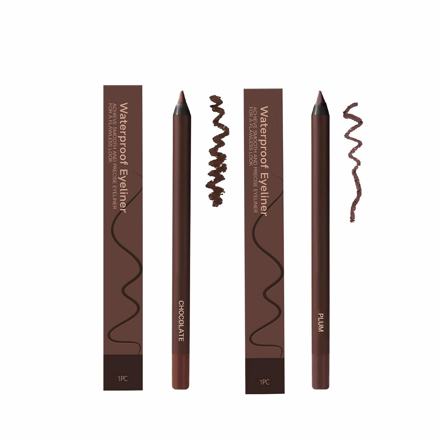Resultantw 24HR Waterproof Eyeliner, revlrostr 24 HR Waterproof Eyeliner Duo Sharpenable Eye Pencil, No Smudging, Fading, Smooth and Easy to Color (Plum Chlocolate)