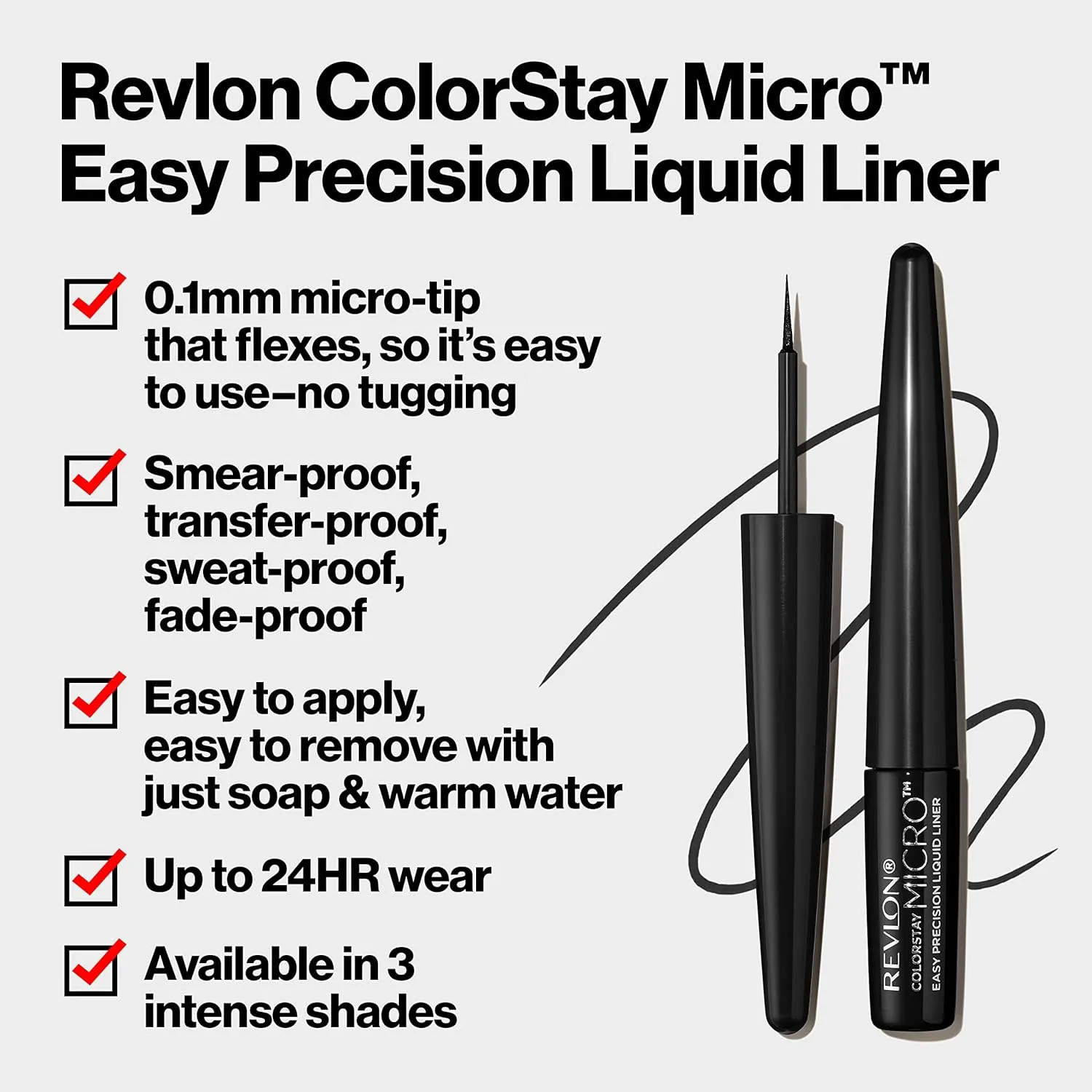 REVLON ColorStay Micro Easy Precision Liquid Eyeliner, Waterproof, Smudgeproof, Longwearing with Felt Tip Applicator, 301 Blackout, 2 pack