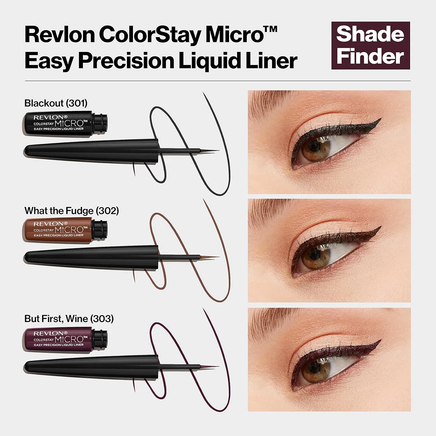 REVLON ColorStay Micro Easy Precision Liquid Eyeliner, Waterproof, Smudgeproof, Longwearing with Felt Tip Applicator, 301 Blackout, 2 pack
