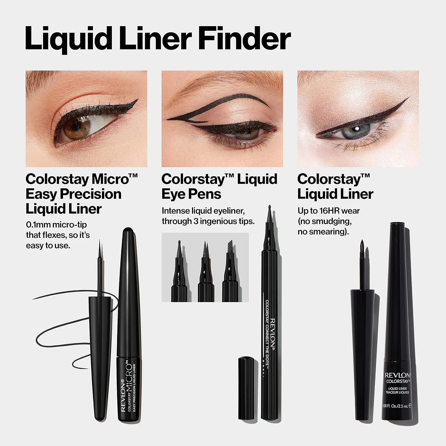 REVLON ColorStay Micro Easy Precision Liquid Eyeliner, Waterproof, Smudgeproof, Longwearing with Felt Tip Applicator, 301 Blackout, 2 pack