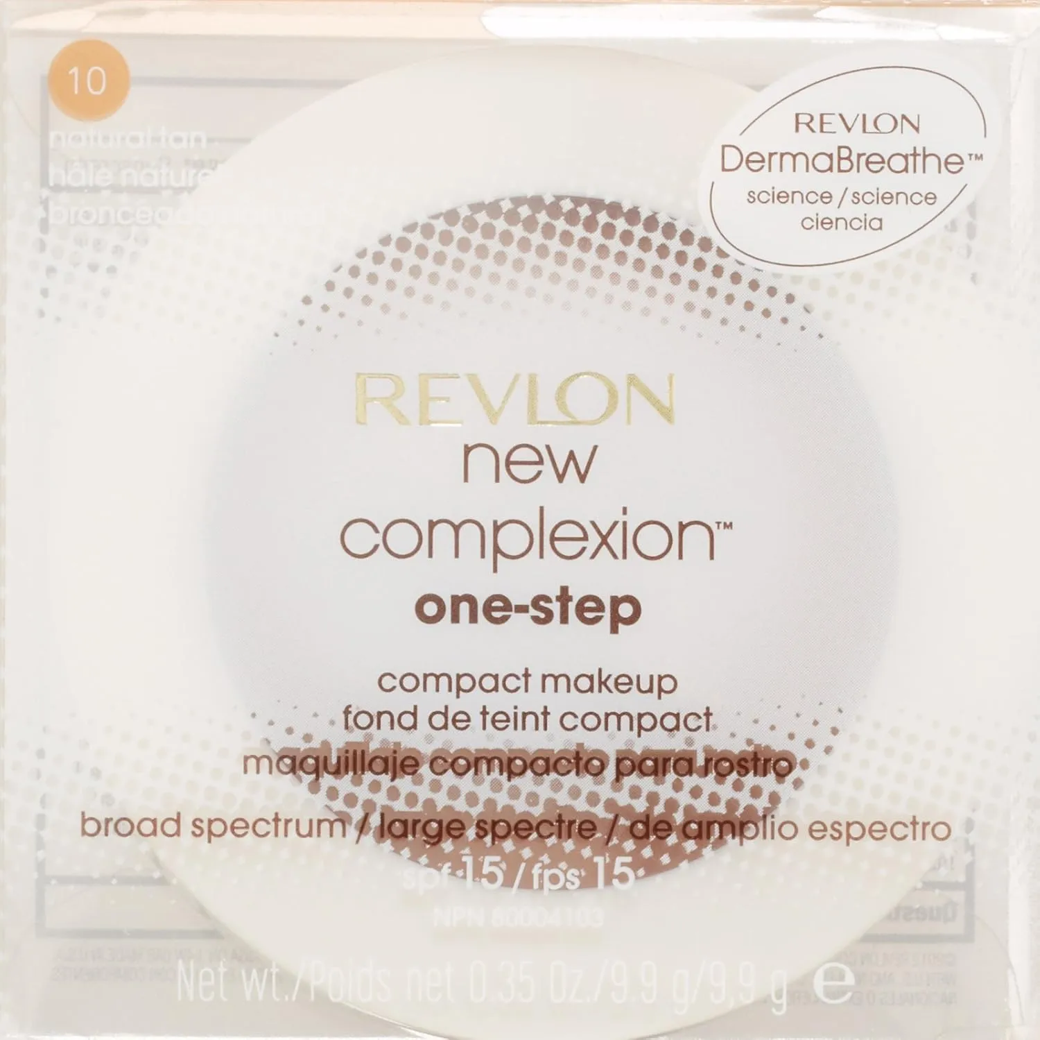 Revlon Foundation, New Complexion One-Step Face Makeup, Longwear Light Coverage with Matte Finish, SPF 15, Cream to Powder Formula, Oil Free, 010 Natural Tan, 0.35 Oz