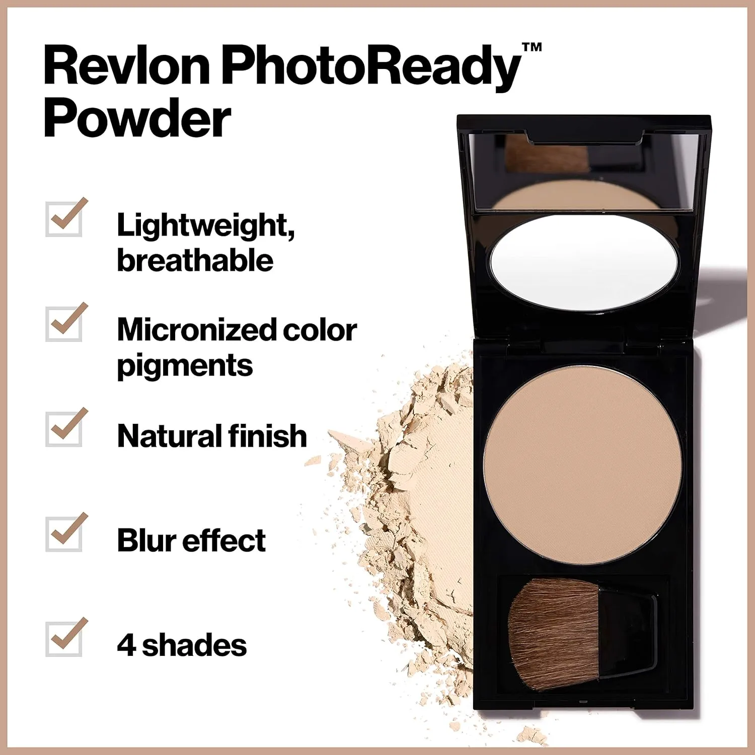 Revlon PhotoReady Blurring Face Powder Makeup, Longwear Medium-Full Coverage with Flawless Finish, Shine & Oil-Free, 030 Medium Deep, 0.25 oz