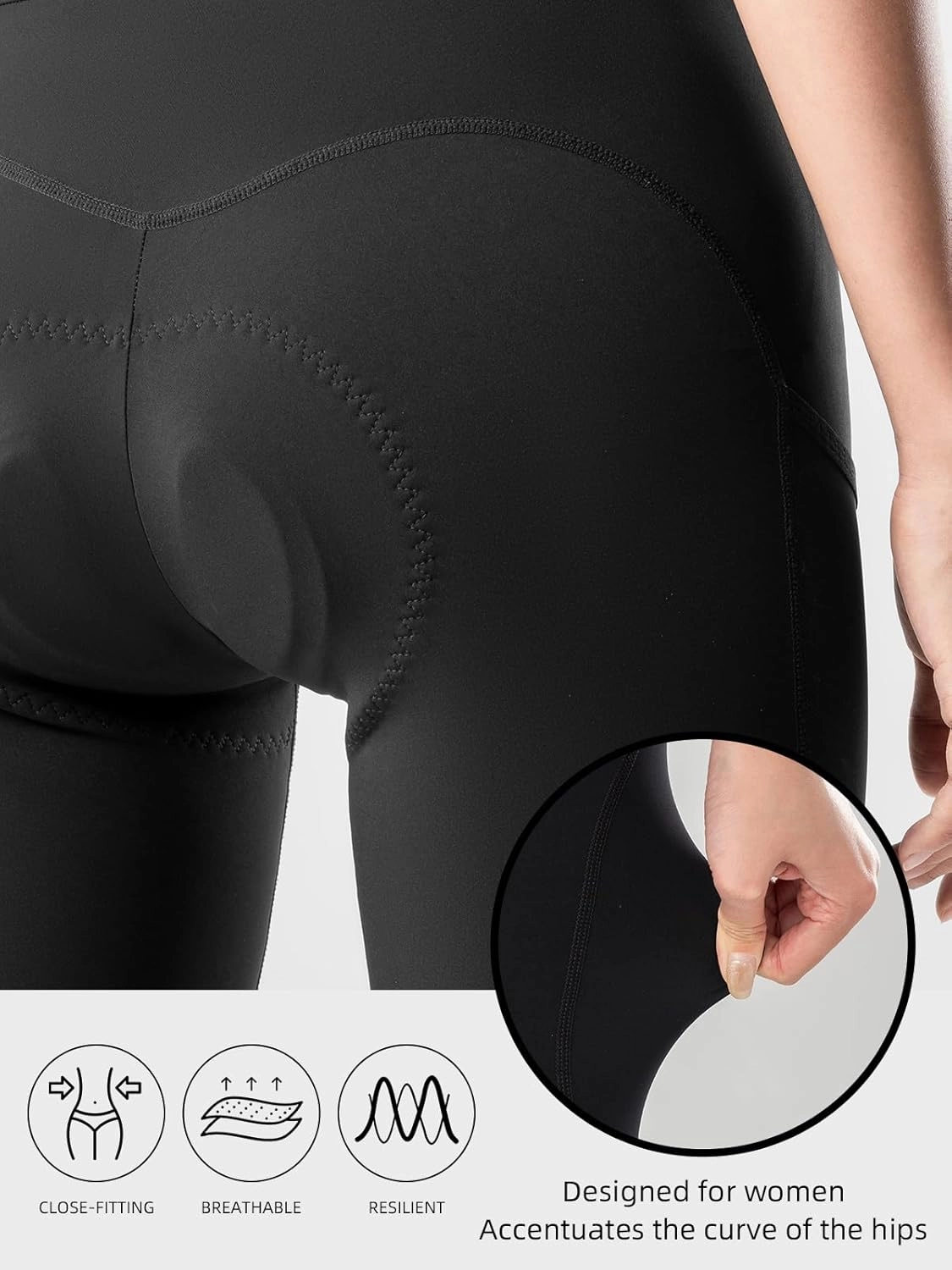 ROCKBROS Cycling Bibs Women with Removable Straps 3D Breathable Padded Bike Pants with Pockets Stretch Tight Cycling Pants