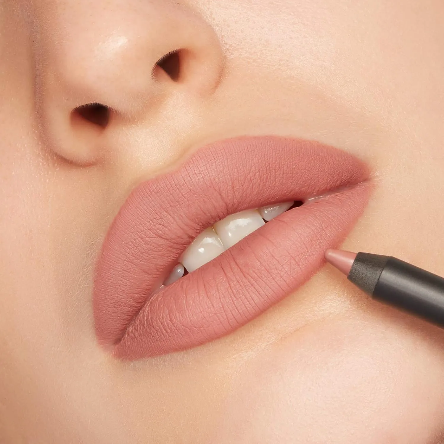 Romanovamakeup Sexy Contour Lip Liner FIRST DATE. Makeup and Built-in-Brush PINK SHADE. Smooth, Long Lasting, Easy Glide-on Pencil Gift for Women to Create Natural-looking, Visually Full Lips.