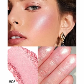 Rose Gold Blush & Highlighter Palette - Monochromatic Pressed Powder for Cheeks & Eyes, Vegan, Cruelty-Free, Buildable Shimmer (#06, rose gold blush palette)