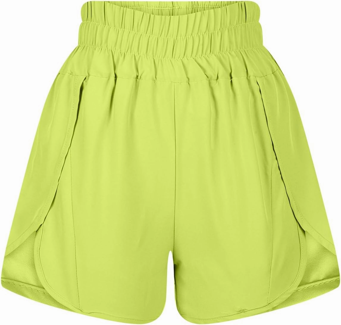 Running Shorts for Women High Waist Quick-Dry Womens Shorts Athletic Workout Short High Split Dolphin Short for Gym