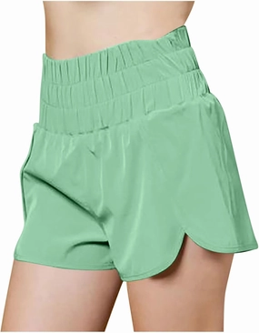 Running Shorts for Women High Waist Quick-Dry Womens Shorts Athletic Workout Short High Split Dolphin Short for Gym