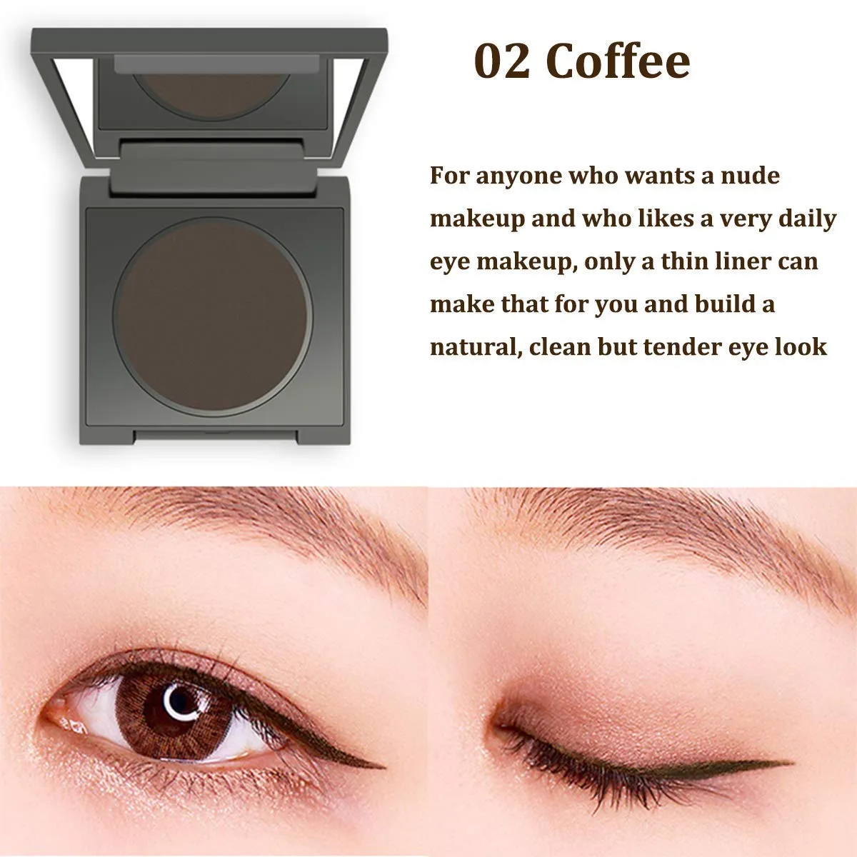 SACE LADY Pro Cake Eyeliner Powder, Water-Soluble Eyeliner, Waterproof, Smudge-Proof, Cruelty Free Eyeliner (Coffee, 0.12Oz)