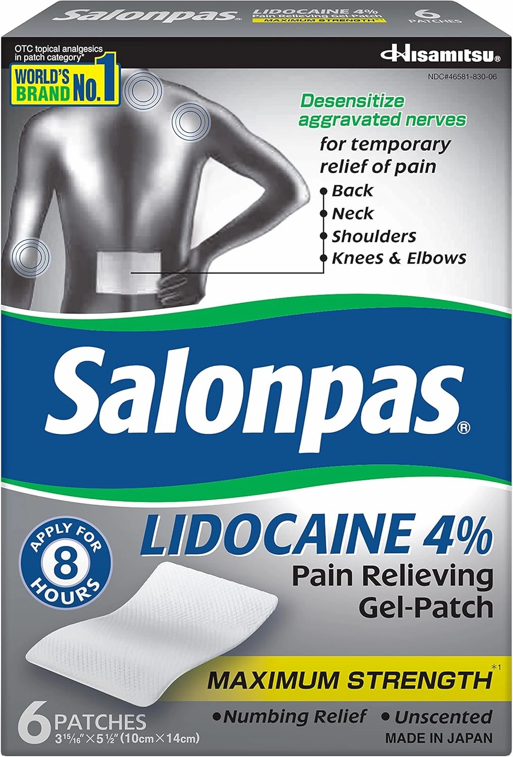 Salonpas lidocaine (3 Pack) Pain Relieving Maximum Strength Gel Patch