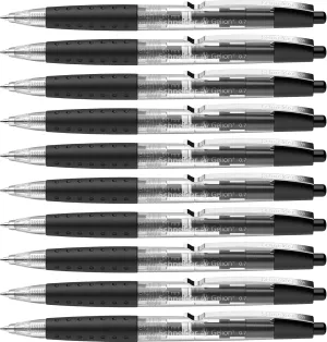 Schneider Gelion  Gel Pen, Refillable and Retractable, Gel Ink, 0.7 mm, Transparent Barrel, Black Ink, Box of 10 Pens (101001)