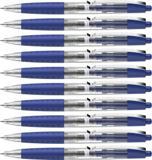 Schneider Gelion  Gel Pen, Refillable and Retractable, Gel Ink, 0.7 mm, Transparent Barrel, Blue Ink, Box of 10 Pens (101003)