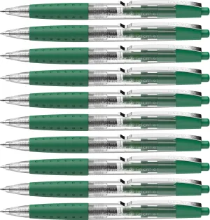 Schneider Gelion  Gel Pen, Refillable and Retractable, Gel Ink, 0.7 mm, Transparent Barrel, Green Ink, Box of 10 Pens (101004)