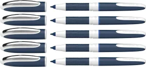 Schneider One Change Rollerball Pen, Refillable, 0.6 mm Ultra-Smooth Tip, Blue/White Barrel, Blue Ink, Box of 5 Pens (183703)