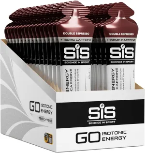 Science in Sport Energy Gel Pack, 30 Pack Energy Gels   Caffeine, 22g Fast Acting Carbs, Endurance Sport Gels, Double Espresso, 2 Fl Oz (Pack of 30)