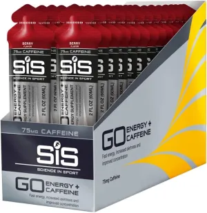 Science in Sport Energy Gel Pack, SIS Energy Gel   Caffeine, 22g Fast Acting Carbs, Performance & Endurance Gels, Berry Flavor - 2 Ounce (30 Count)