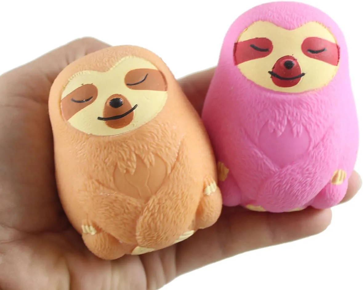Set of All 4 Sloth Marshmallow Animal Stress Balls - Ultra Soft Kneadable Fidget Squish Balls - Amazingly Soft (Set of All 4 Colors)