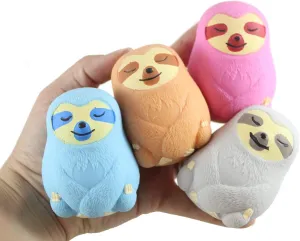 Set of All 4 Sloth Marshmallow Animal Stress Balls - Ultra Soft Kneadable Fidget Squish Balls - Amazingly Soft (Set of All 4 Colors)