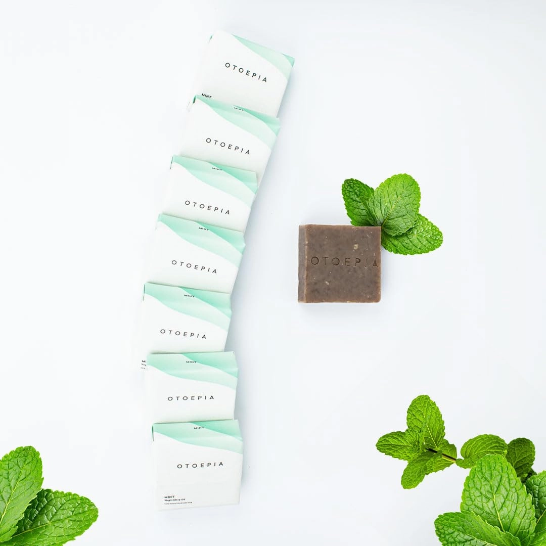 Shaving Bar and Body Soap in Mint Scent for Men - 8 Bars, All Purpose Natural Olive Oil - Moisturizing, Nourishing & Gentle on Sensitive Skin - Otoepia Men’s Collection
