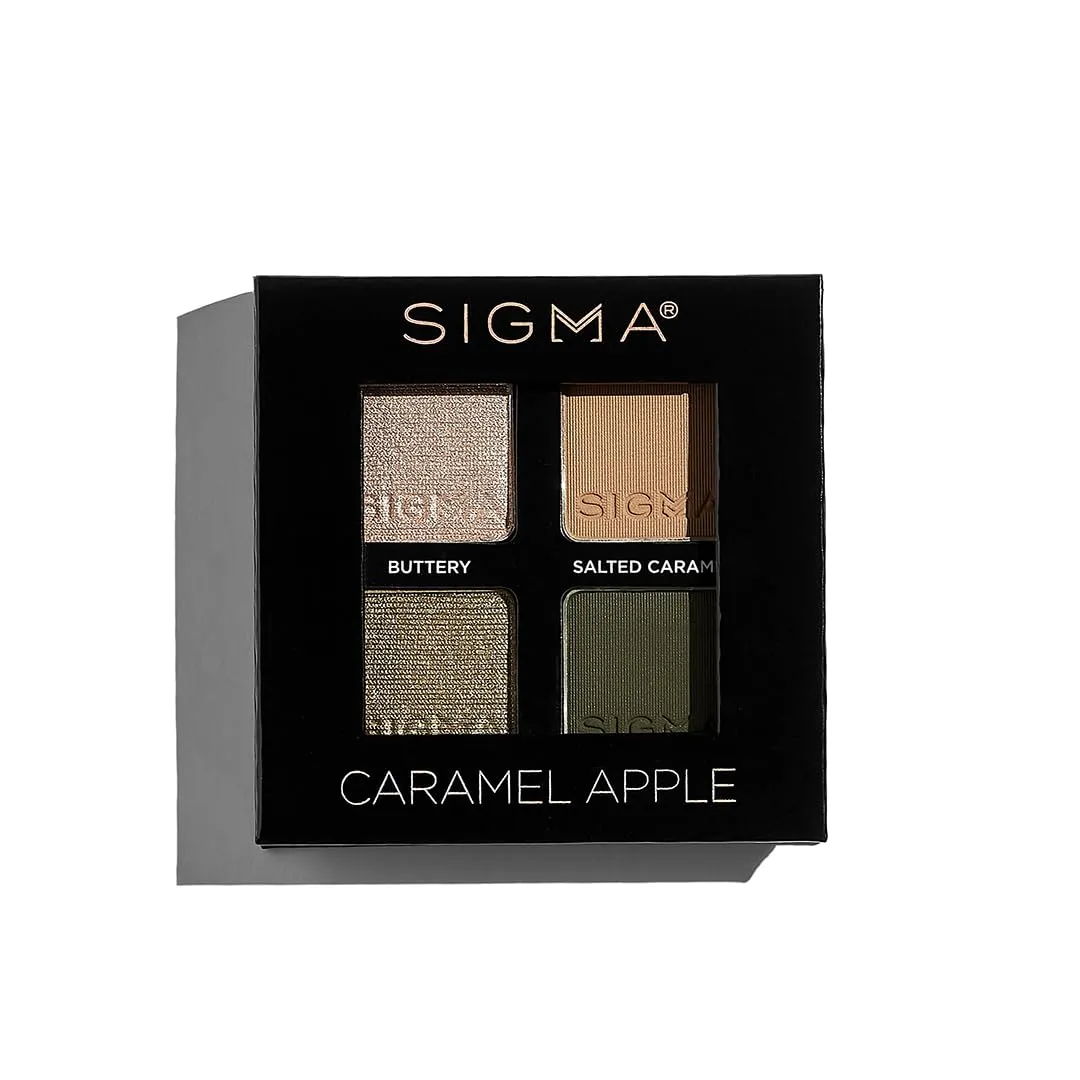 Sigma Beauty Quad Eyeshadow Palette – Makeup Eyeshadow Quad with a Buttery Soft Formula and Buildable, Blendable Shades for a Flawless Eye Look, Designed for All Day Wear (Caramel Apple)
