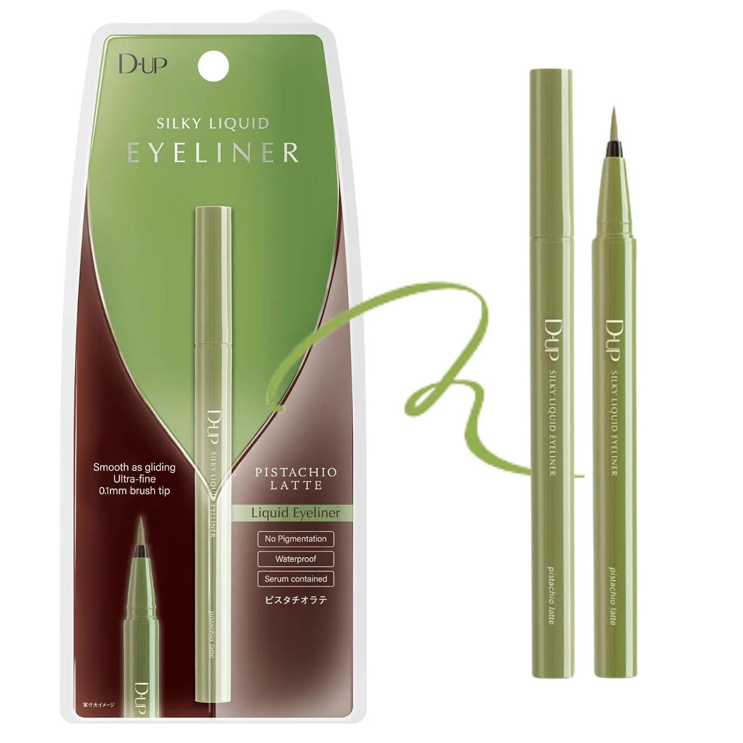 Silky Liquid Eyeliner, Smooth Eye Makeup Liner, Waterproof & Smudge Proof Eye Liner, Japanese Gel EyeLiner Pen Tip, Blendable Eyeliner for Mature Women, Pistachio Latte, 1 Fl Oz