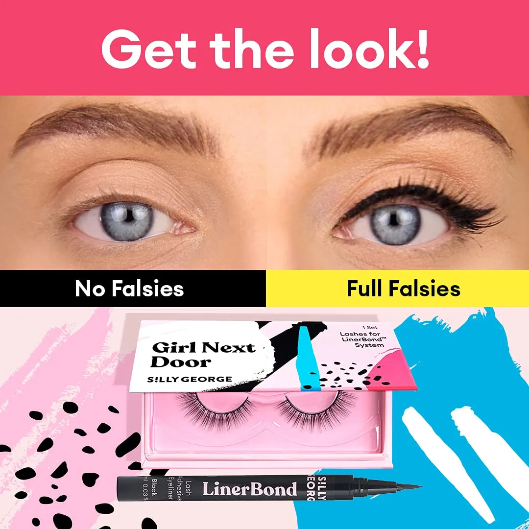 Silly George Girl Series Eyelashes | Luxurious Synthetic Silk, Comfortable, Lightweight, Easy to Apply, Reusable, Smudge-Free, Budge-Free, Grudge-Free Lashes, Cruelty Free & Vegan (Girl Next Door)