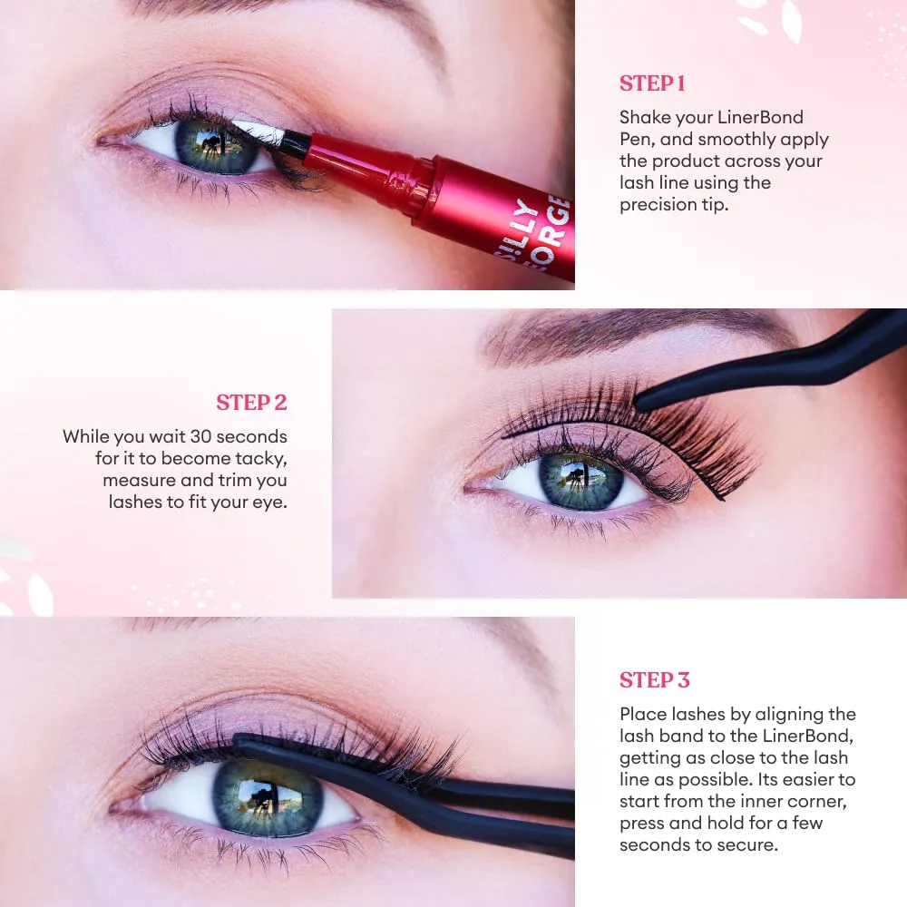 Silly George SuperNatural Series Starter Kit - Pretty Lashes with Adhesive Eyeliner | Clear Band gives Lashes Natural Look | Extra Strong Hold for False Eyelashes (Cassiopeia, LinerBond™ Clear)
